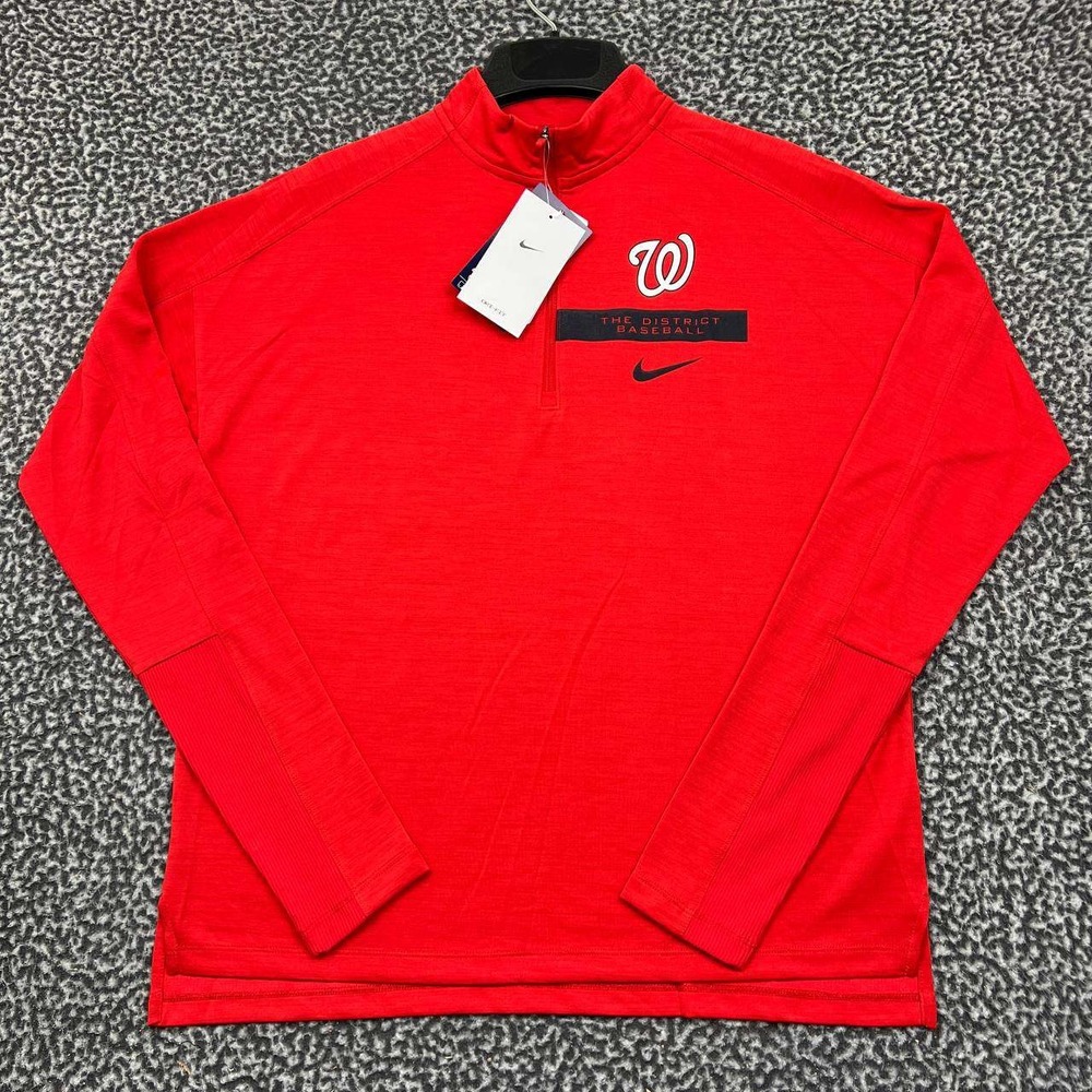 Nike Dri-Fit Shirt Women Medium Washington Nationals Long Sleeve 1/4 Zip‎ New M